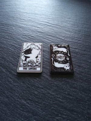 2 or 10 The The Lovers Cat Tarot Card Charms White & Black Resin 38x23mm