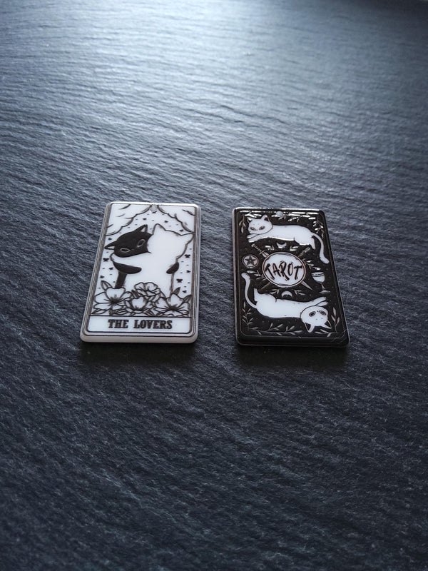 2 or 10 The The Lovers Cat Tarot Card Charms White & Black Resin 38x23mm