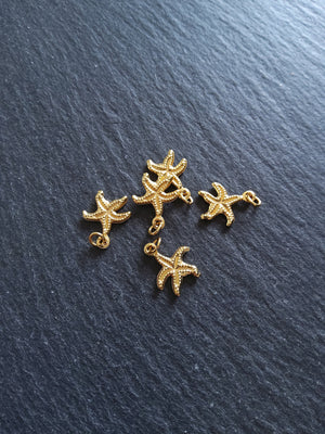 2 or 10 Starfish Charms Real 18K Gold Plated Brass 14.5x12x1.5mm. Nickel FREE