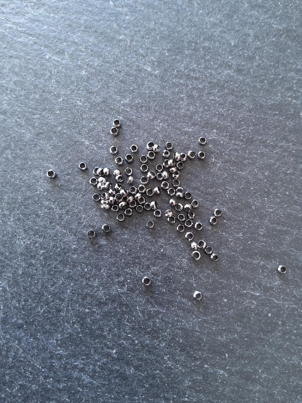 Approx. 500 (7g) pack of 2mm Gunmetal Tone Brass Crimp Beads Hole: 1mm