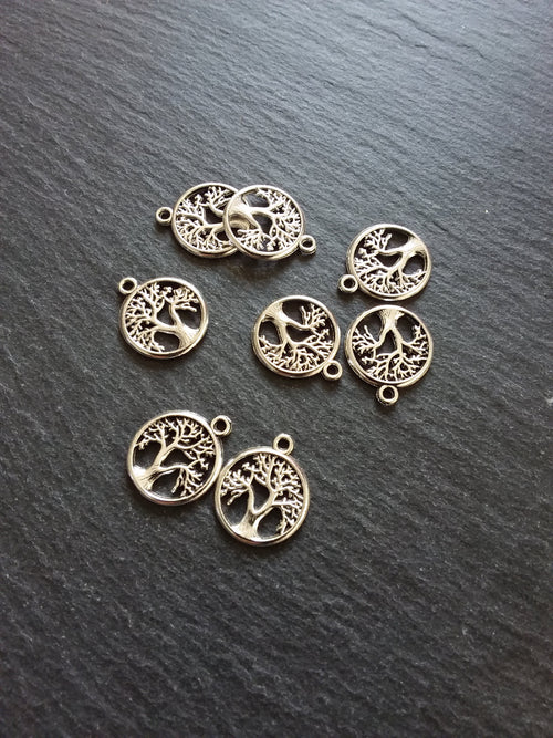 10 or 50 Tree of Life Charms Antique Silver Tone Small 19x16mm
