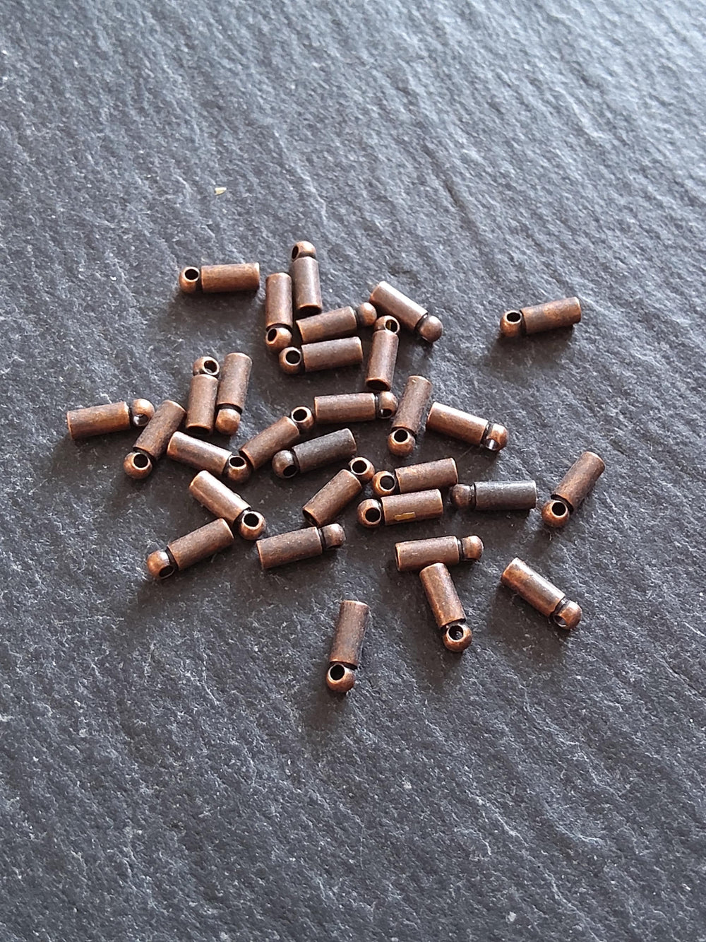 100 or 500 Antique Copper Tone End Caps for 1mm Cord Necklaces (1.5mm end caps) 6x2mm Hole: 0.9mm
