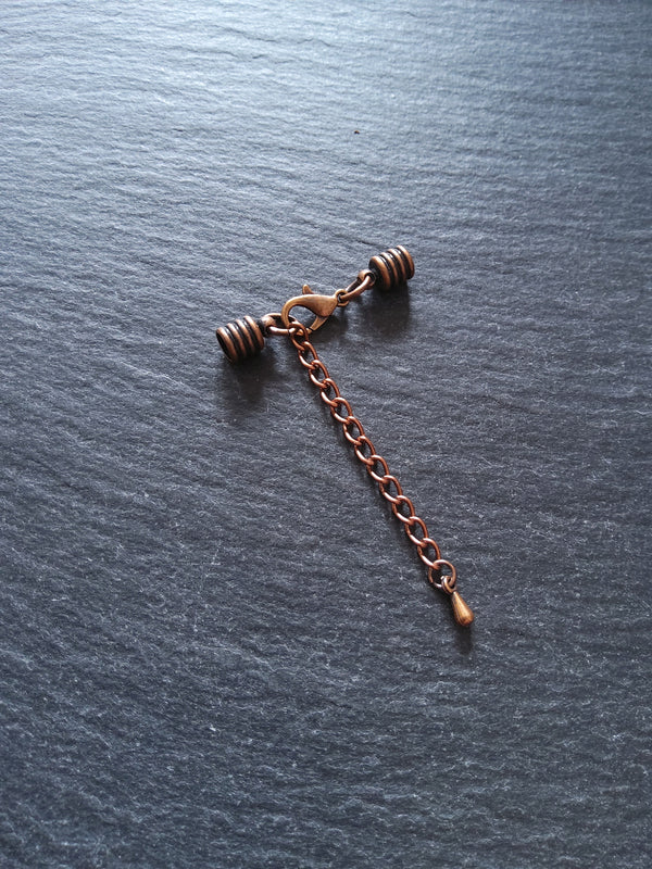 Antique Copper Ribbed End Cap Sets for 4mm Cord Necklaces & Bracelets (4.5mm caps)