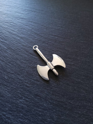 2 or 10 Solid Double Headed Axe Pendants 40x25mm