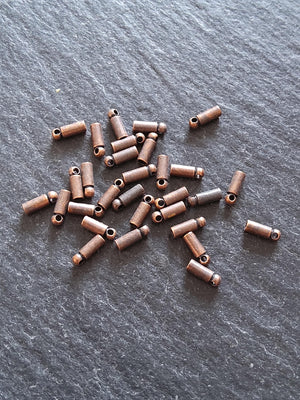 100 or 500 Antique Copper Tone End Caps for 1mm Cord Necklaces (1.5mm end caps) 6x2mm Hole: 0.9mm