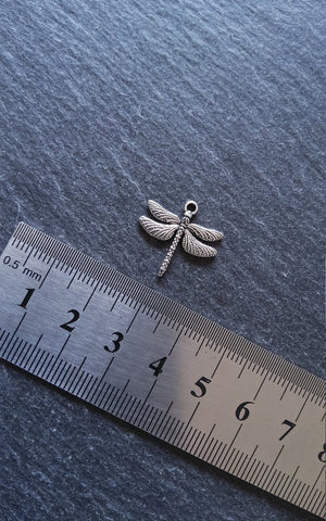 10 or 50 Dragonfly Charms Antique Silver Tone Alloy 18x18mm