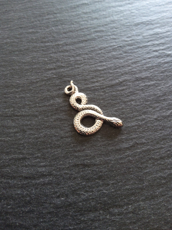 Antique Silver Tone Alloy Snake Charms 31x16mm