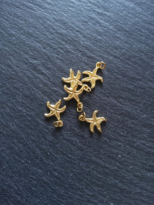 2 or 10 Starfish Charms Real 18K Gold Plated Brass 14.5x12x1.5mm. Nickel FREE