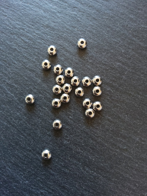 10 or 50 Stainless Steel 6mm Solid Round Flying Saucer Spacer Beads 6x3mm with 2mm Hole