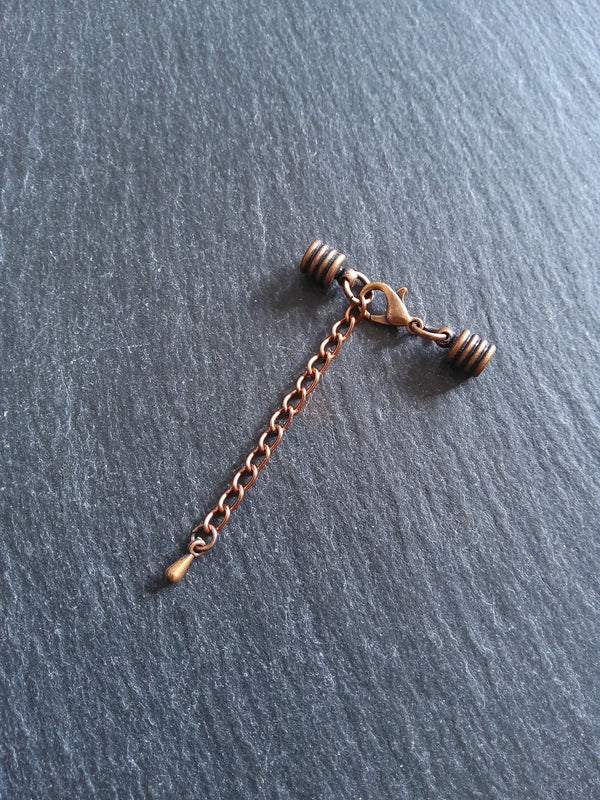 Antique Copper Ribbed End Cap Sets for 4mm Cord Necklaces & Bracelets (4.5mm caps)