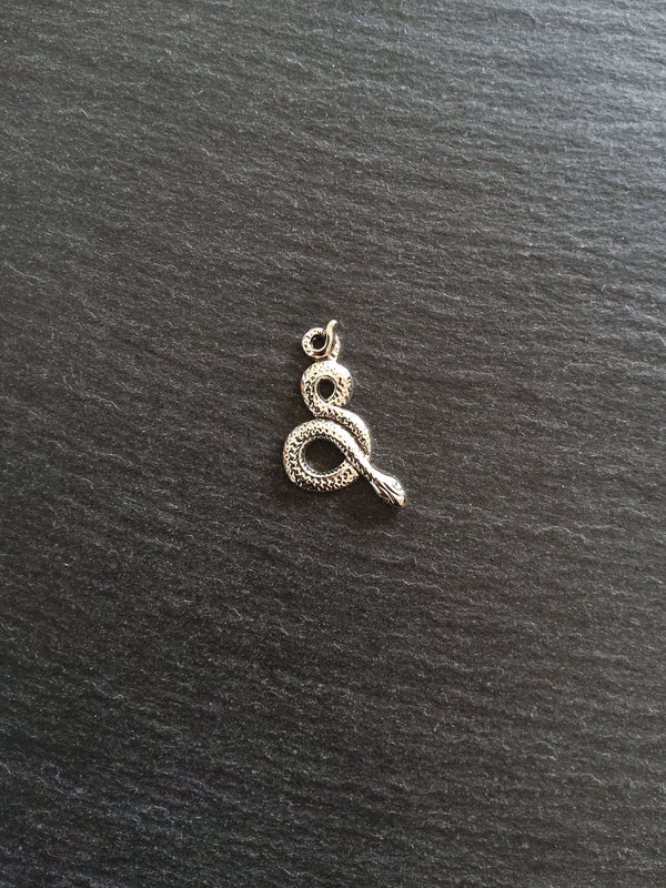 Antique Silver Tone Alloy Snake Charms 31x16mm