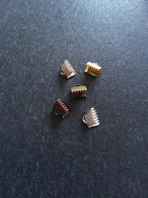 8mm (5/16") Wide Ribbon Crimp Ends 8x8mm Findings Crimps in Gold, Silver, Antique Silver, Antique Bronze or Antique Copper