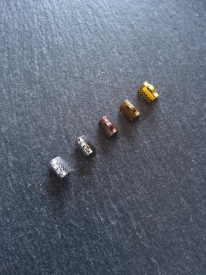 8mm (5/16") Wide Ribbon Crimp Ends 8x8mm Findings Crimps in Gold, Silver, Antique Silver, Antique Bronze or Antique Copper