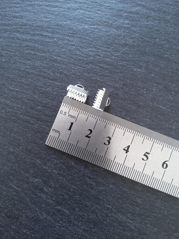 10mm (3/8") Wide Ribbon Crimp Ends 10x8mm Findings Crimps in Gold, Silver, Antique Silver, Gunmetal or Antique Bronze