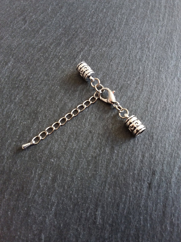 Antique Silver Patterned End Cap Sets for 4mm Cord (4.5mm Caps)