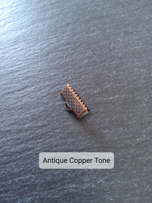 13mm (1/2") Wide Ribbon Crimp Ends 13x8mm Findings Crimps in Gold, Silver, Antique Silver, Gunmetal, Rose Gold, Bronze or Copper