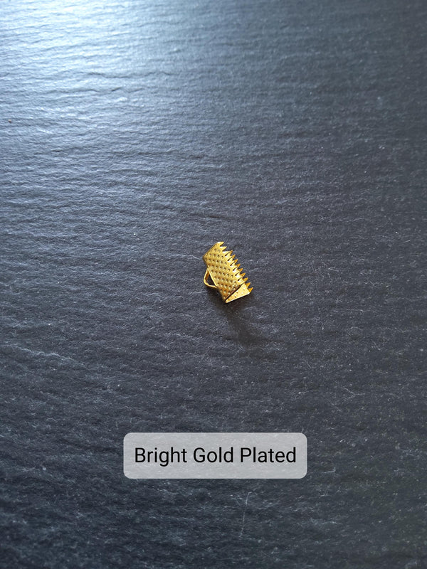 10mm (3/8") Wide Ribbon Crimp Ends 10x8mm Findings Crimps in Gold, Silver, Antique Silver, Gunmetal or Antique Bronze