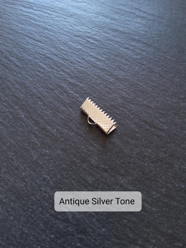16mm (5/8") Wide Ribbon Crimp Ends 20x7.5mm Findings Crimps in Gold, Silver, Antique Silver, Gunmetal or Antique Bronze