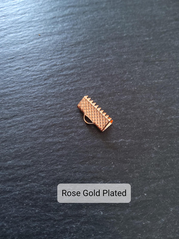 13mm (1/2") Wide Ribbon Crimp Ends 13x8mm Findings Crimps in Gold, Silver, Antique Silver, Gunmetal, Rose Gold, Bronze or Copper