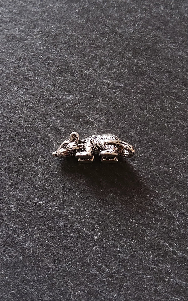 4 or 20 Mouse Charms Antique Silver Tone 19x7x7mm