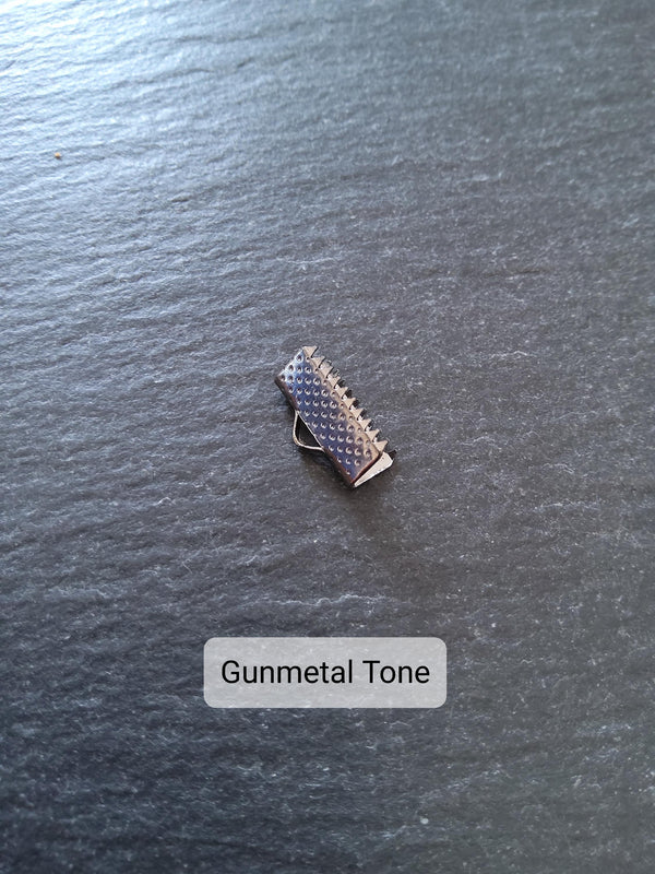 13mm (1/2") Wide Ribbon Crimp Ends 13x8mm Findings Crimps in Gold, Silver, Antique Silver, Gunmetal, Rose Gold, Bronze or Copper