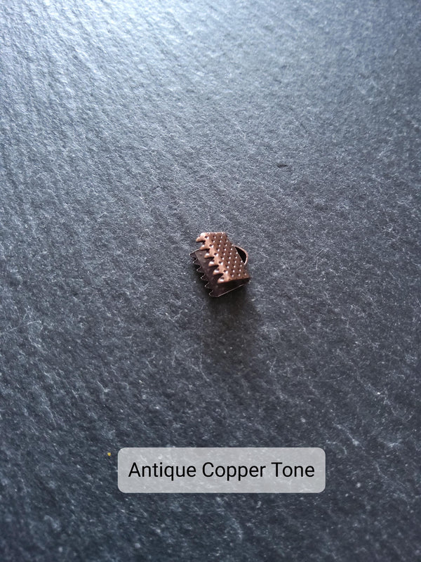 8mm (5/16") Wide Ribbon Crimp Ends 8x8mm Findings Crimps in Gold, Silver, Antique Silver, Antique Bronze or Antique Copper