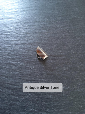 10mm (3/8") Wide Ribbon Crimp Ends 10x8mm Findings Crimps in Gold, Silver, Antique Silver, Gunmetal or Antique Bronze