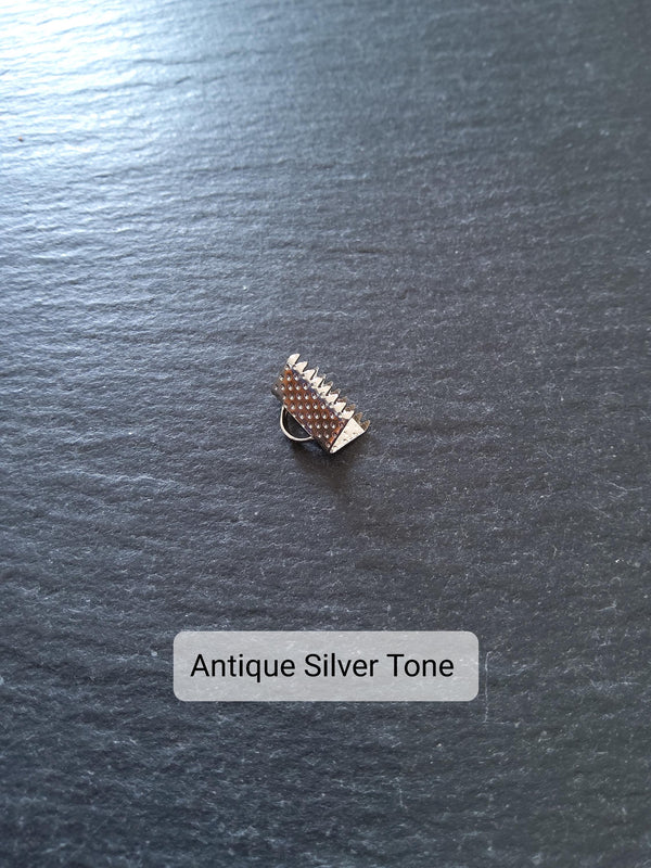 10mm (3/8") Wide Ribbon Crimp Ends 10x8mm Findings Crimps in Gold, Silver, Antique Silver, Gunmetal or Antique Bronze