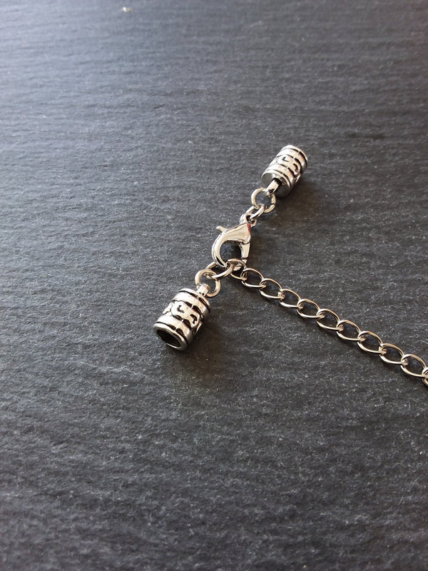 Antique Silver Patterned End Cap Sets for 4mm Cord (4.5mm Caps)