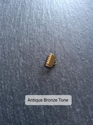 8mm (5/16") Wide Ribbon Crimp Ends 8x8mm Findings Crimps in Gold, Silver, Antique Silver, Antique Bronze or Antique Copper