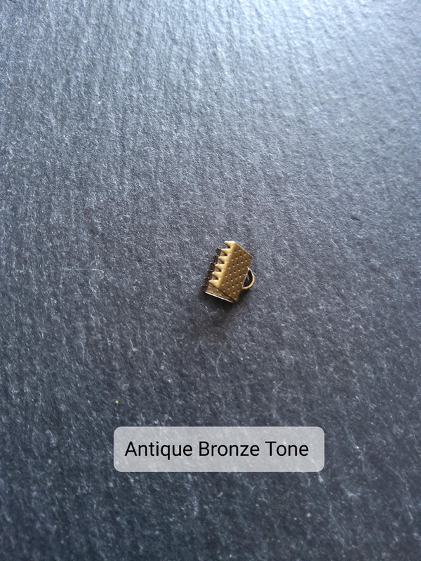 8mm (5/16") Wide Ribbon Crimp Ends 8x8mm Findings Crimps in Gold, Silver, Antique Silver, Antique Bronze or Antique Copper