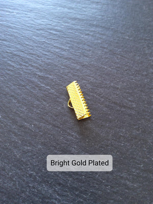 16mm (5/8") Wide Ribbon Crimp Ends 20x7.5mm Findings Crimps in Gold, Silver, Antique Silver, Gunmetal or Antique Bronze