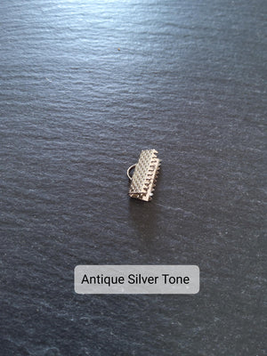 13mm (1/2") Wide Ribbon Crimp Ends 13x8mm Findings Crimps in Gold, Silver, Antique Silver, Gunmetal, Rose Gold, Bronze or Copper