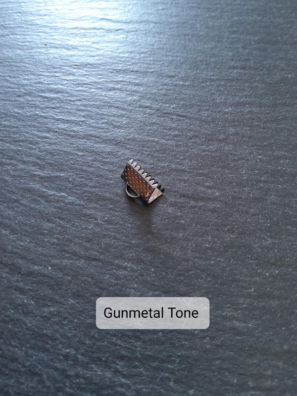 10mm (3/8") Wide Ribbon Crimp Ends 10x8mm Findings Crimps in Gold, Silver, Antique Silver, Gunmetal or Antique Bronze