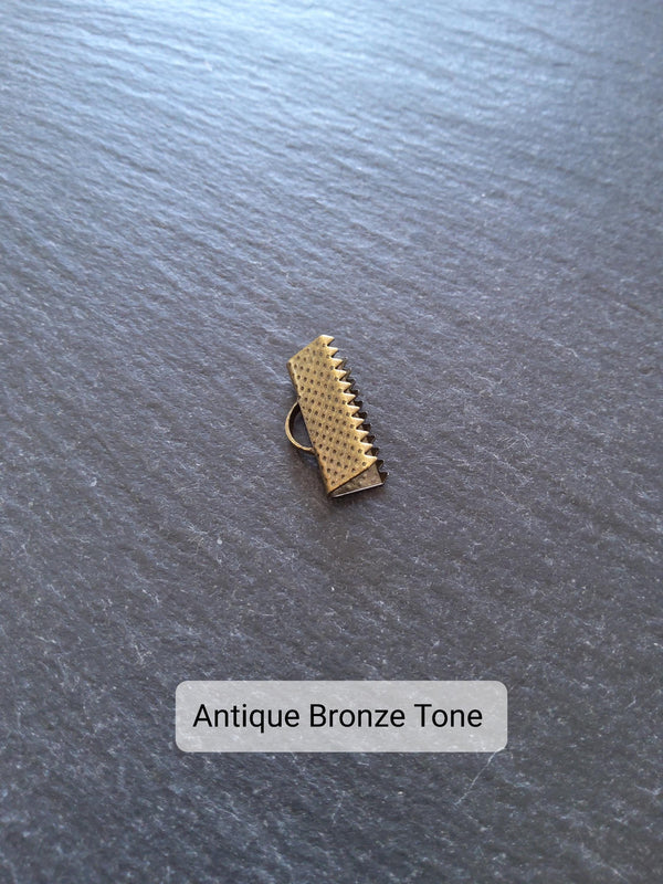 16mm (5/8") Wide Ribbon Crimp Ends 20x7.5mm Findings Crimps in Gold, Silver, Antique Silver, Gunmetal or Antique Bronze
