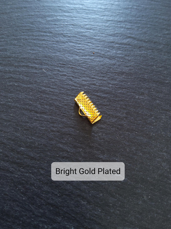 13mm (1/2") Wide Ribbon Crimp Ends 13x8mm Findings Crimps in Gold, Silver, Antique Silver, Gunmetal, Rose Gold, Bronze or Copper