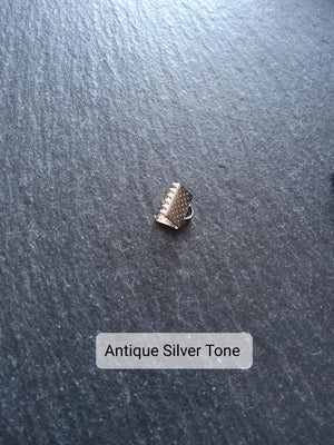 8mm (5/16") Wide Ribbon Crimp Ends 8x8mm Findings Crimps in Gold, Silver, Antique Silver, Antique Bronze or Antique Copper