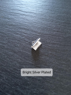 10mm (3/8") Wide Ribbon Crimp Ends 10x8mm Findings Crimps in Gold, Silver, Antique Silver, Gunmetal or Antique Bronze