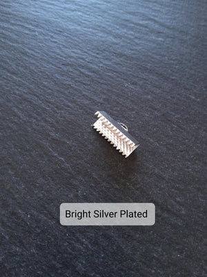 16mm (5/8") Wide Ribbon Crimp Ends 20x7.5mm Findings Crimps in Gold, Silver, Antique Silver, Gunmetal or Antique Bronze