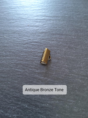 13mm (1/2") Wide Ribbon Crimp Ends 13x8mm Findings Crimps in Gold, Silver, Antique Silver, Gunmetal, Rose Gold, Bronze or Copper