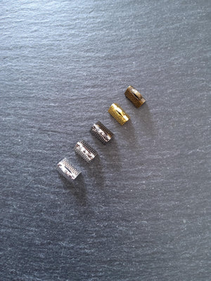 10mm (3/8") Wide Ribbon Crimp Ends 10x8mm Findings Crimps in Gold, Silver, Antique Silver, Gunmetal or Antique Bronze