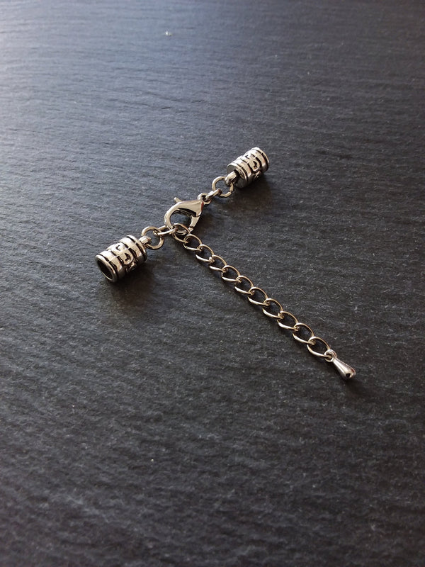 Antique Silver Patterned End Cap Sets for 4mm Cord (4.5mm Caps)