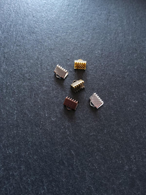 8mm (5/16") Wide Ribbon Crimp Ends 8x8mm Findings Crimps in Gold, Silver, Antique Silver, Antique Bronze or Antique Copper