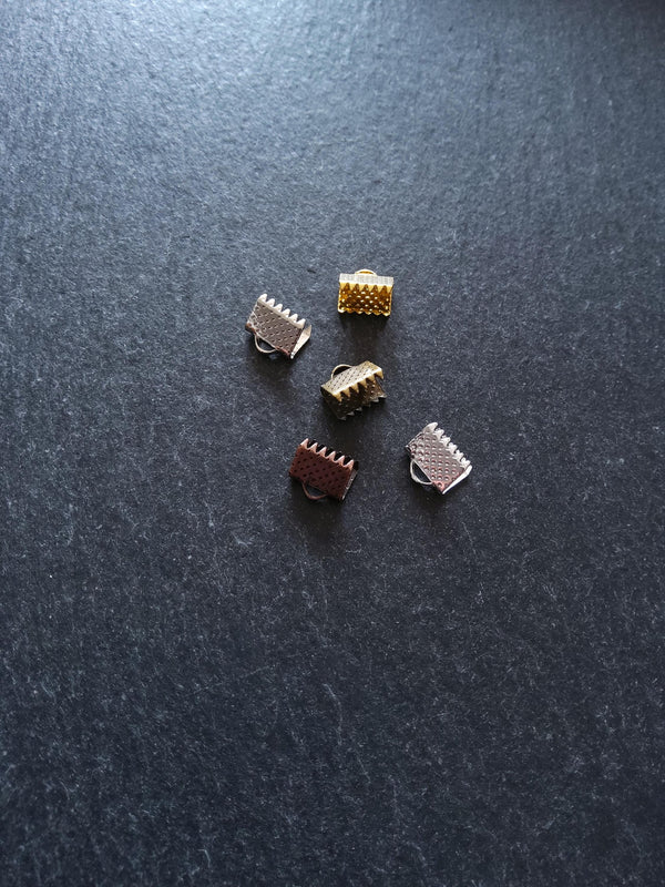 8mm (5/16") Wide Ribbon Crimp Ends 8x8mm Findings Crimps in Gold, Silver, Antique Silver, Antique Bronze or Antique Copper