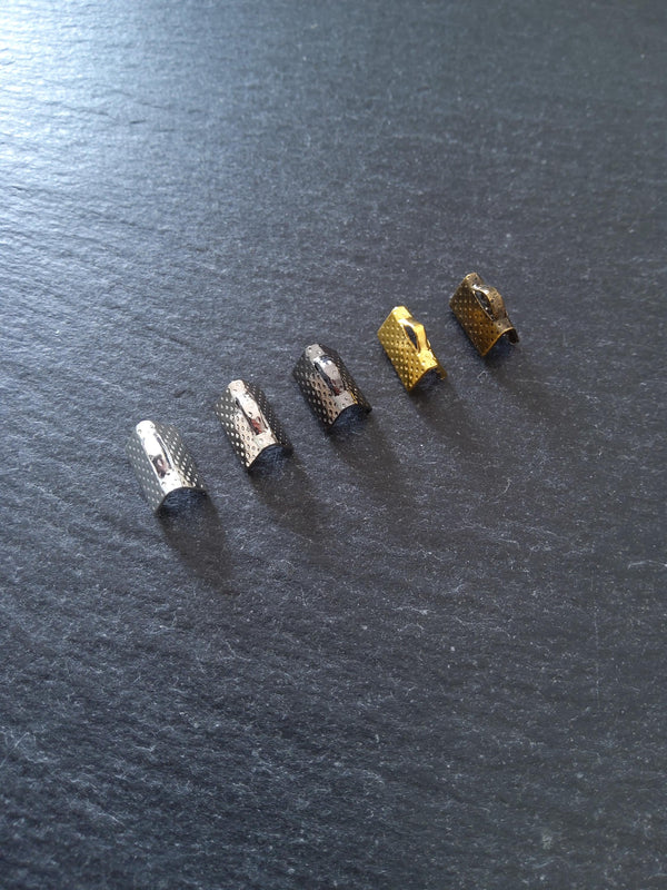 10mm (3/8") Wide Ribbon Crimp Ends 10x8mm Findings Crimps in Gold, Silver, Antique Silver, Gunmetal or Antique Bronze