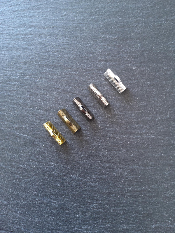 16mm (5/8") Wide Ribbon Crimp Ends 20x7.5mm Findings Crimps in Gold, Silver, Antique Silver, Gunmetal or Antique Bronze