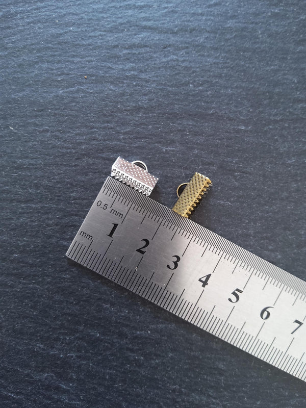 13mm (1/2") Wide Ribbon Crimp Ends 13x8mm Findings Crimps in Gold, Silver, Antique Silver, Gunmetal, Rose Gold, Bronze or Copper