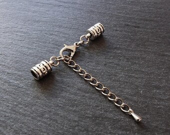 Antique Silver Patterned End Cap Sets for 4mm Cord (4.5mm Caps)