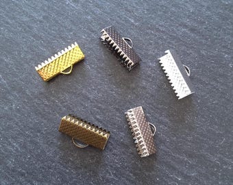 16mm (5/8") Wide Ribbon Crimp Ends 20x7.5mm Findings Crimps in Gold, Silver, Antique Silver, Gunmetal or Antique Bronze