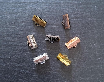 13mm (1/2") Wide Ribbon Crimp Ends 13x8mm Findings Crimps in Gold, Silver, Antique Silver, Gunmetal, Rose Gold, Bronze or Copper